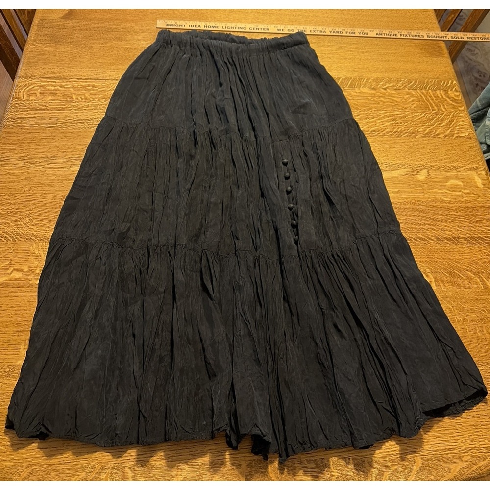 Vtg Hairston Roberson ROPA Black Rayon Maxi Skirt Cut 531A 6-Button Petite USA M